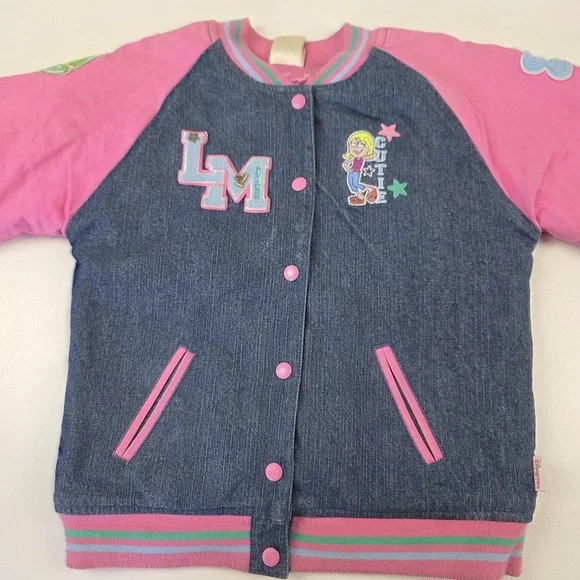 Vintage Disney Store Jacket Girls 10-12 Blue Pink Lizzie McGuire Varsity 2000s - Picture 6 of 14